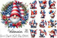 Gnome USA Flag Patriotic Clipart Bundle - CraftNest - Digital Crafting and Art