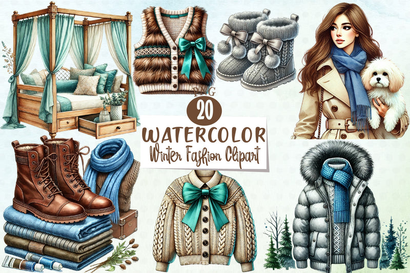 Winter Fashion Clipart Bundle - CraftNest - Digital Crafting and Art