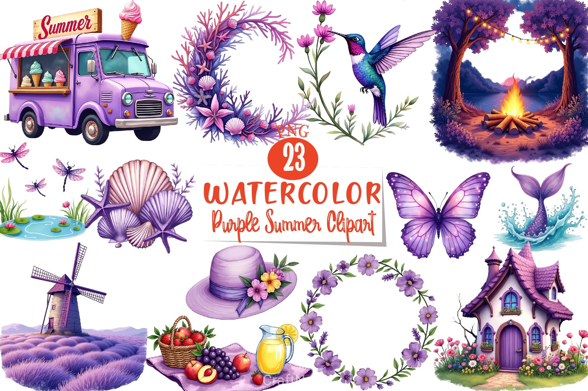 Purple Summer Clipart Bundle 7 - CraftNest - Digital Crafting and Art