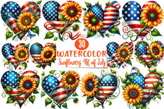 Sunflowers 4th July Clipart Bundle - CraftNest - Digital Crafting and Art