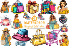 Shopping & Sales Fashion Clipart Bundle - CraftNest - Digital Crafting and Art