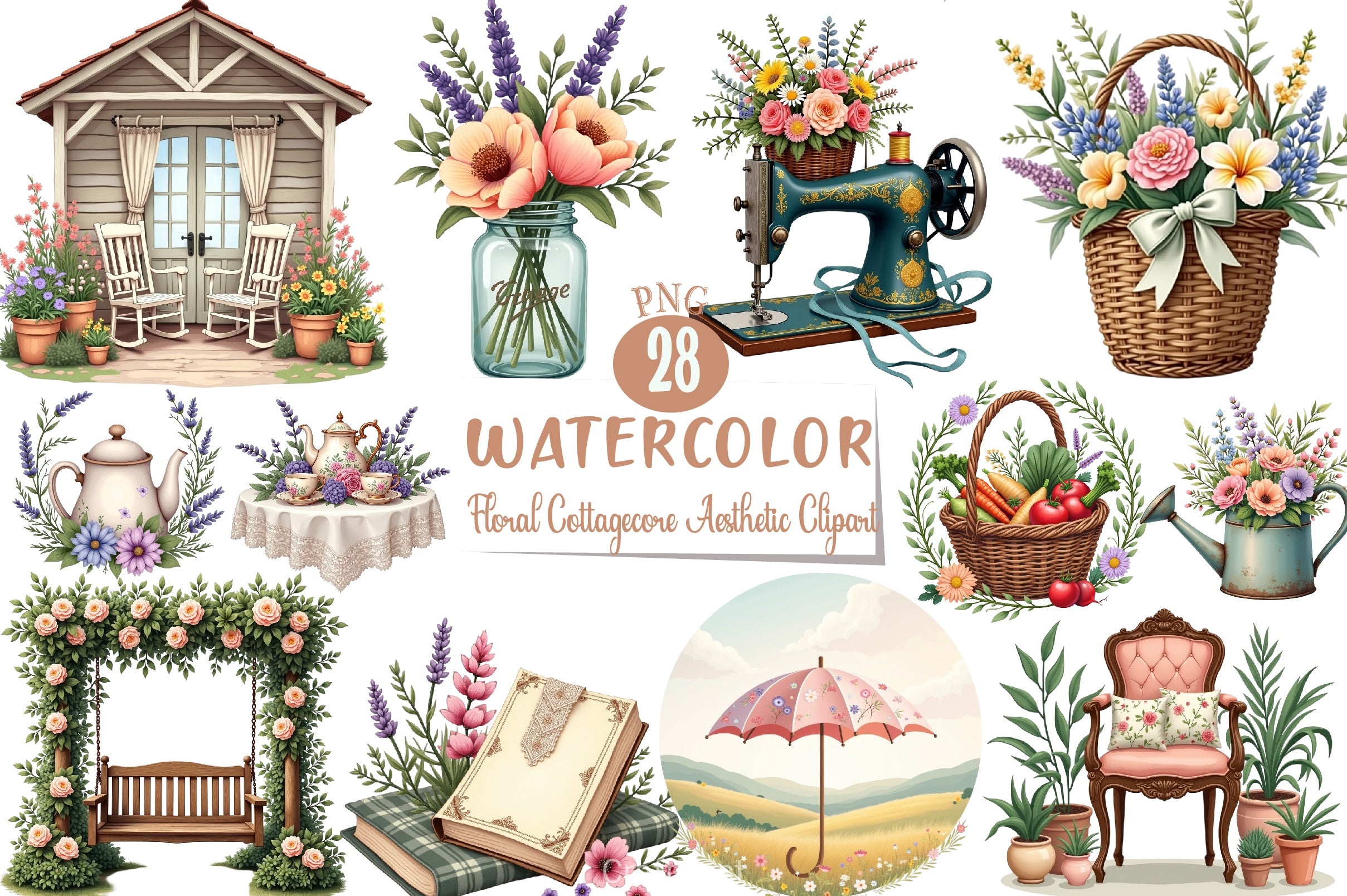 Floral Cottagecore Clipart Bundle - CraftNest - Digital Crafting and Art