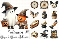 Beige & Black Halloween Clipart Bundle 1 - CraftNest - Digital Crafting and Art