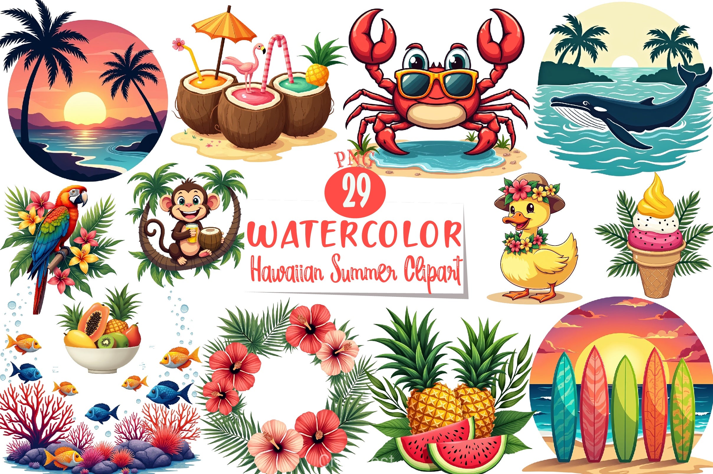 Hawaiian Summer Clipart Bundle 2 - CraftNest - Digital Crafting and Art