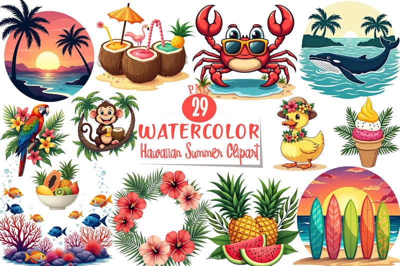 Hawaiian Summer Clipart Bundle 2 - CraftNest - Digital Crafting and Art