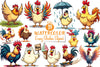 Crazy Chicken Clipart Bundle