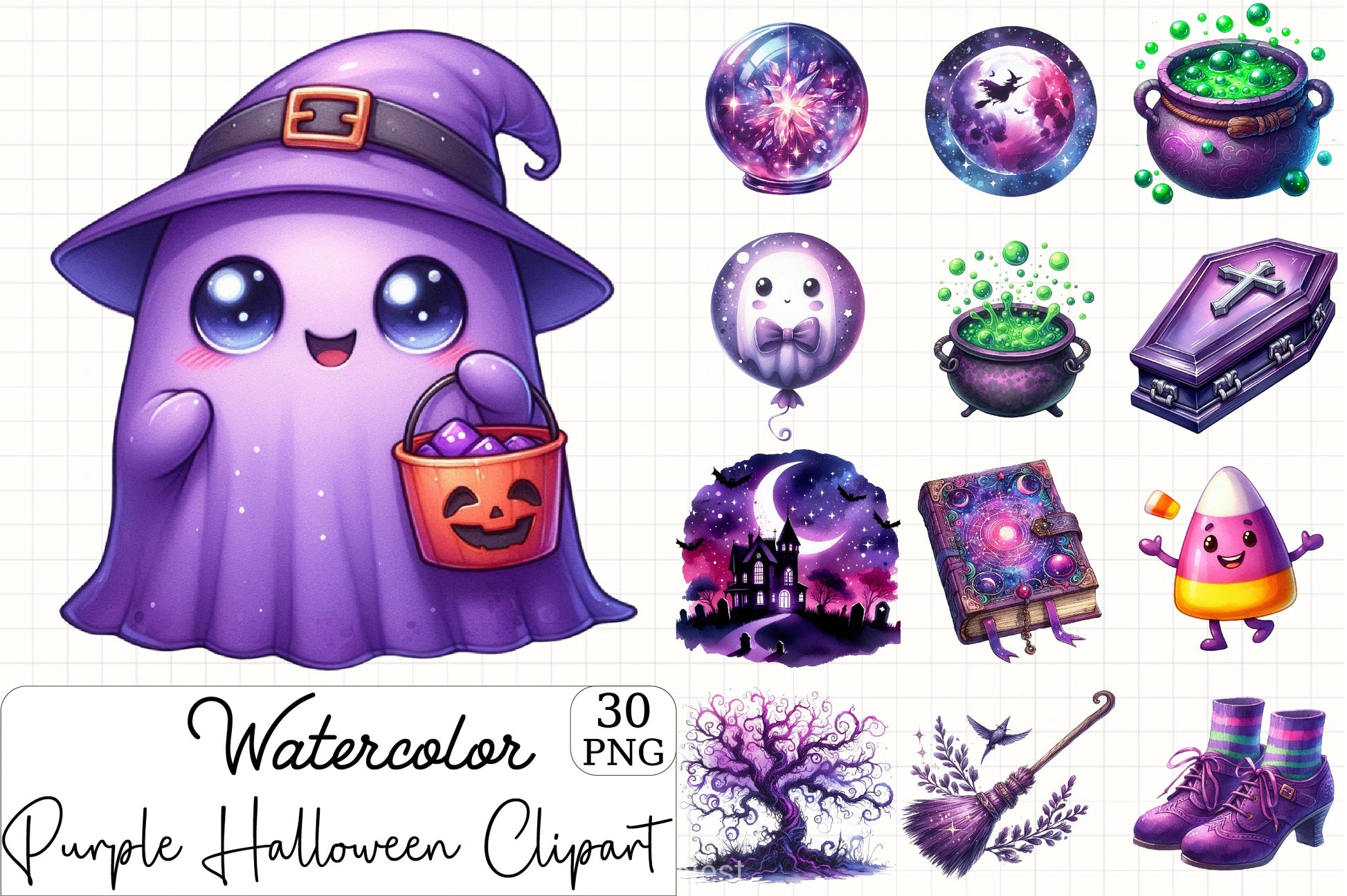 Purple Halloween Clipart Bundle - CraftNest - Digital Crafting and Art