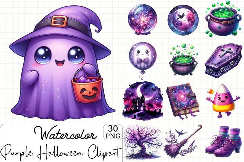 Purple Halloween Clipart Bundle - CraftNest - Digital Crafting and Art