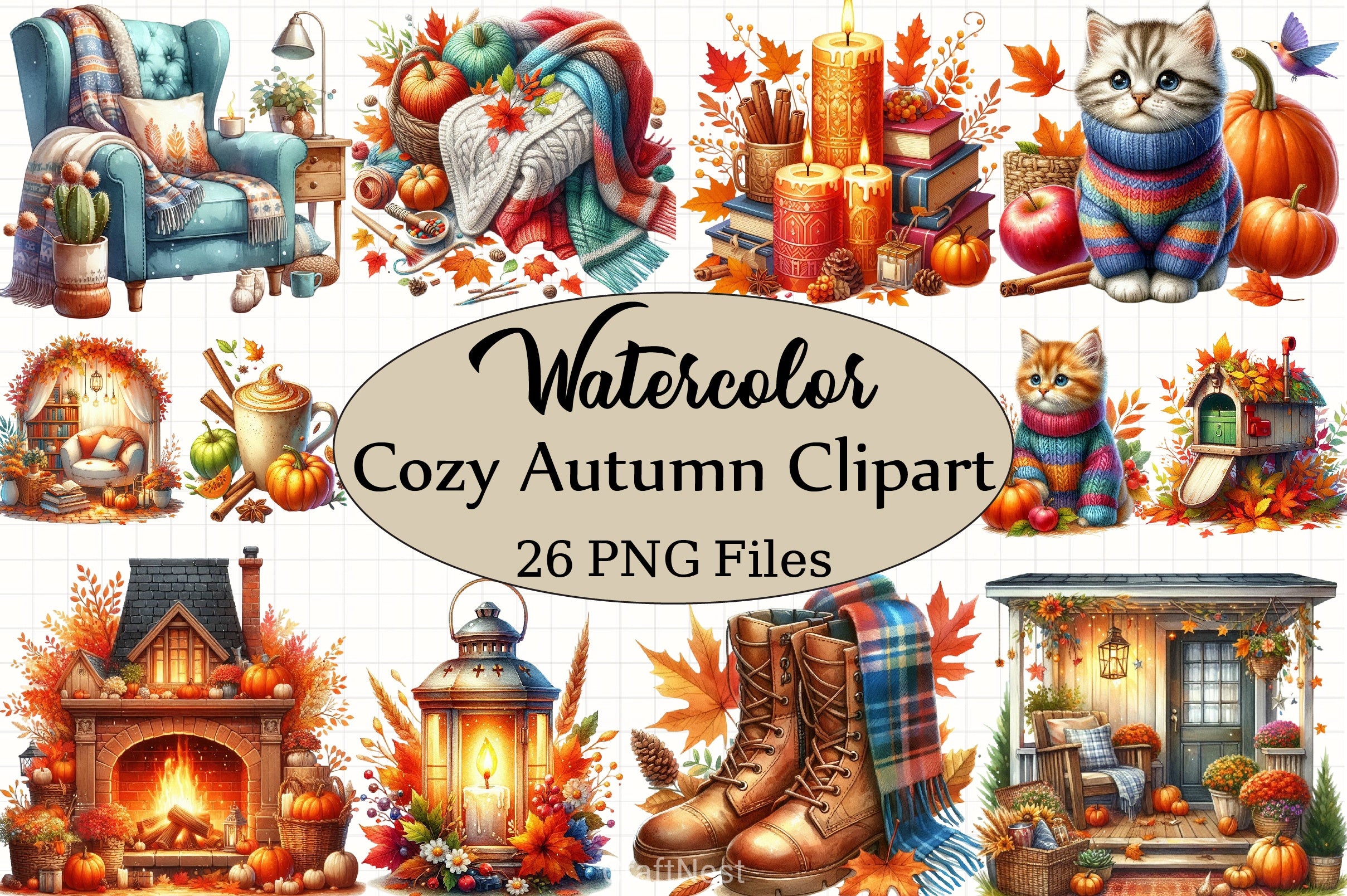 Cozy Autumn Clipart Bundle 4 - CraftNest - Digital Crafting and Art