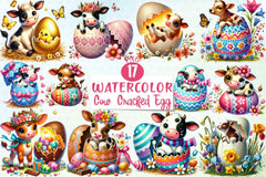 Easter Cow Cracked Egg Clipart Bundle - CraftNest - Digital Crafting and Art