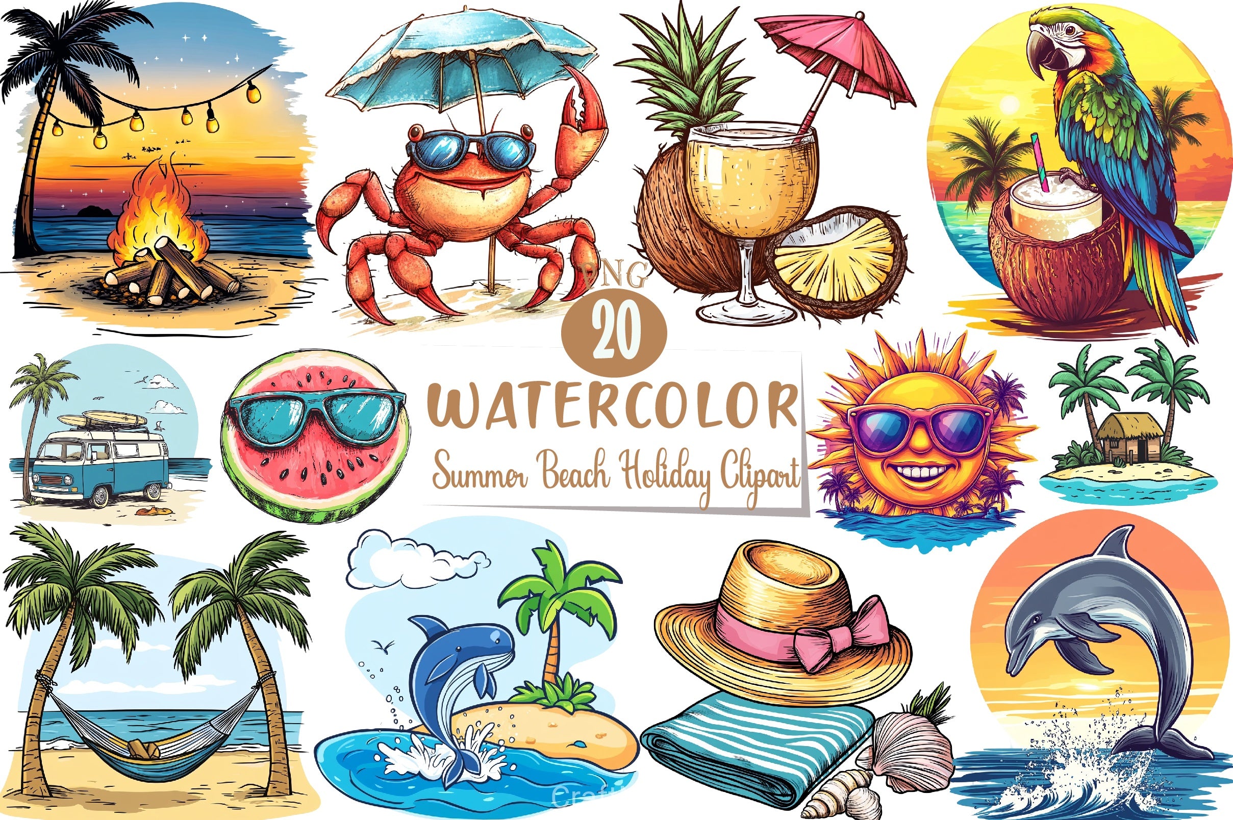 Summer Beach Clipart Bundle 2 - CraftNest - Digital Crafting and Art