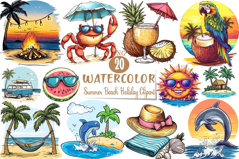 Summer Beach Clipart Bundle 2 - CraftNest - Digital Crafting and Art