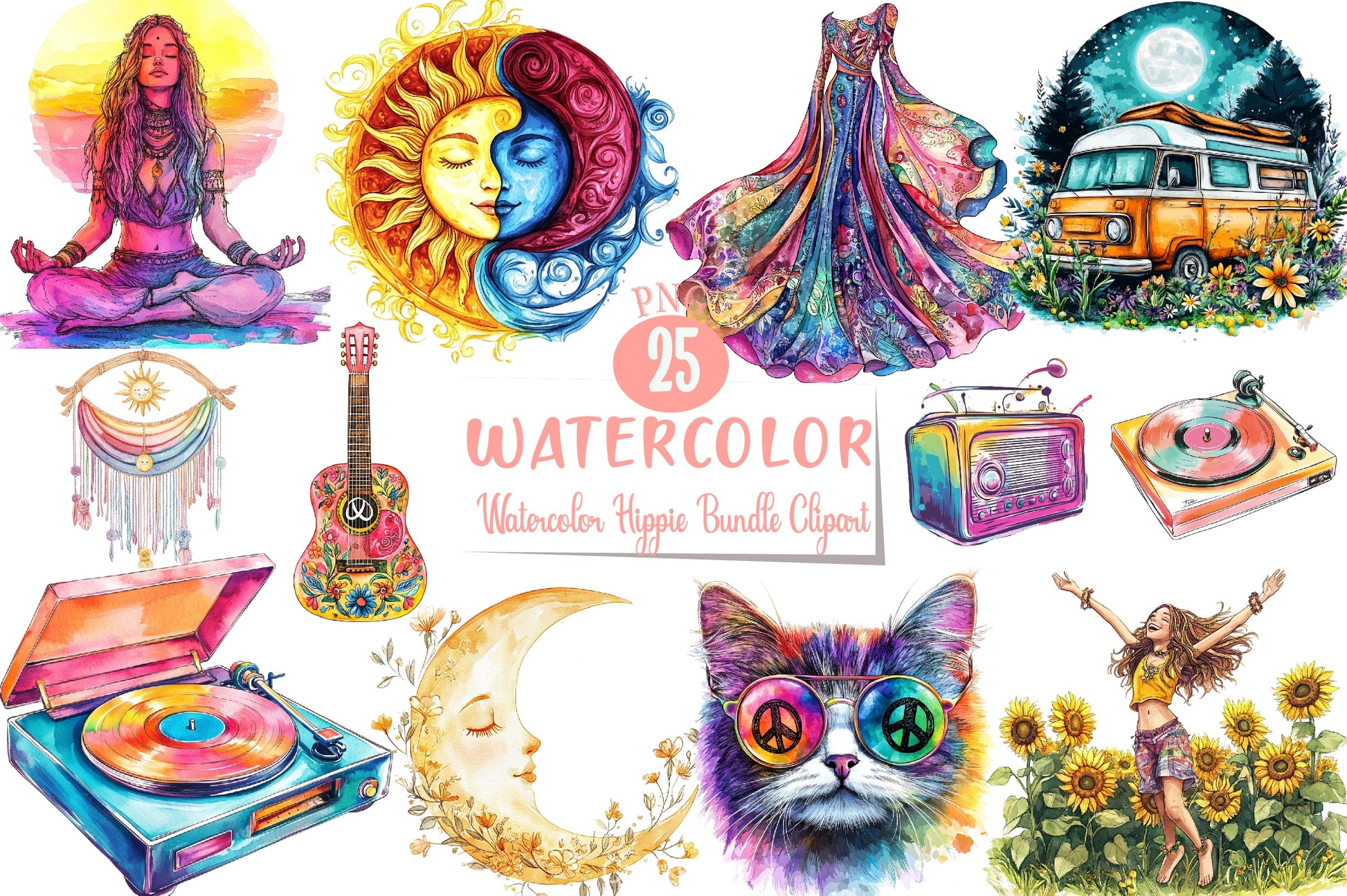 Hippie Clipart Bundle - CraftNest - Digital Crafting and Art