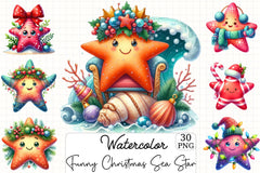 Funny Christmas Sea Star Clipart Bundle - CraftNest - Digital Crafting and Art