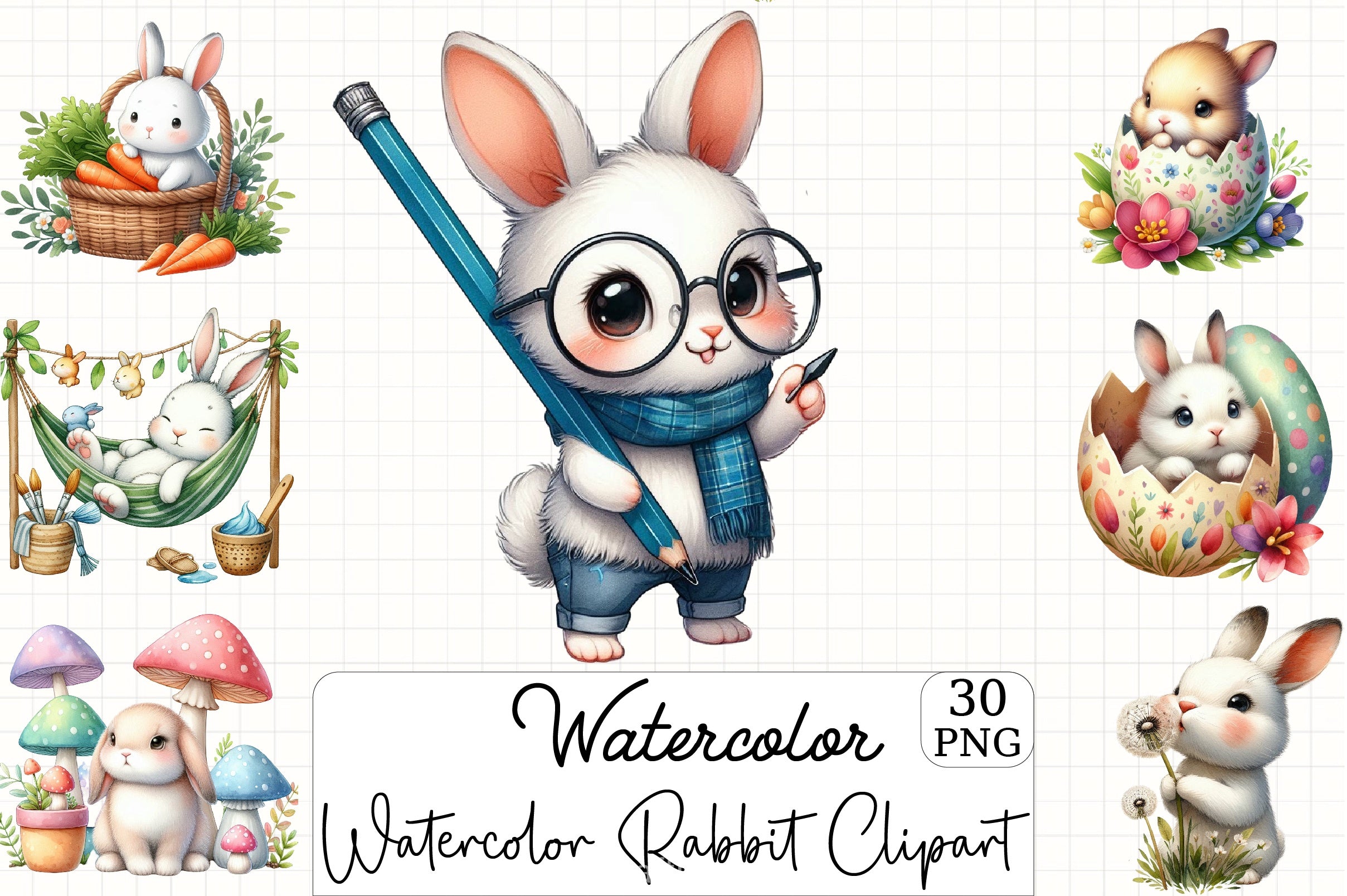 Rabbit Clipart Bundle - CraftNest - Digital Crafting and Art