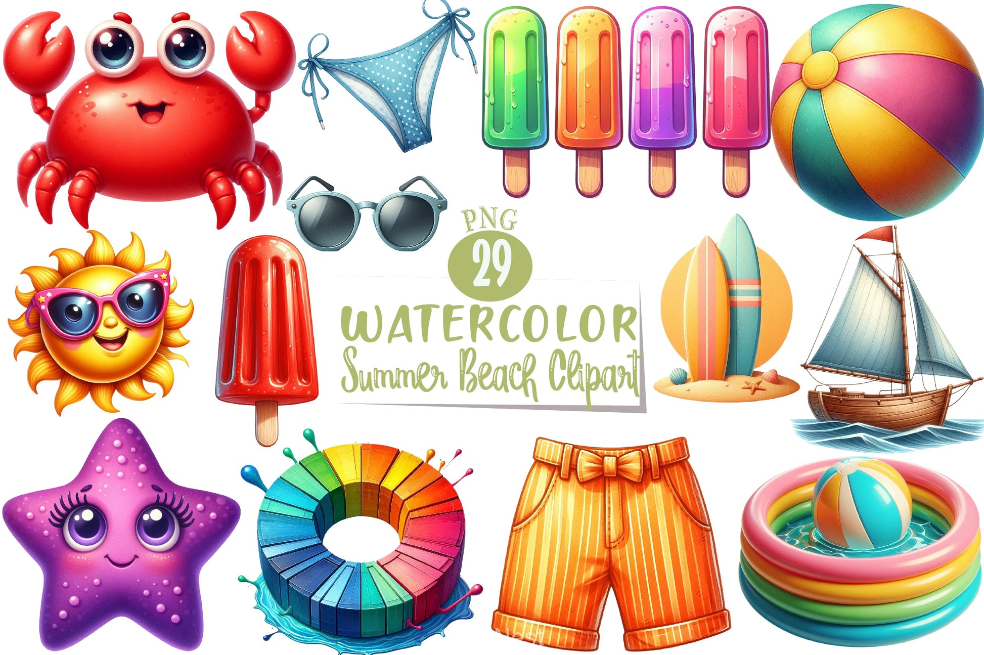 Summer Beach Clipart Bundle - CraftNest - Digital Crafting and Art