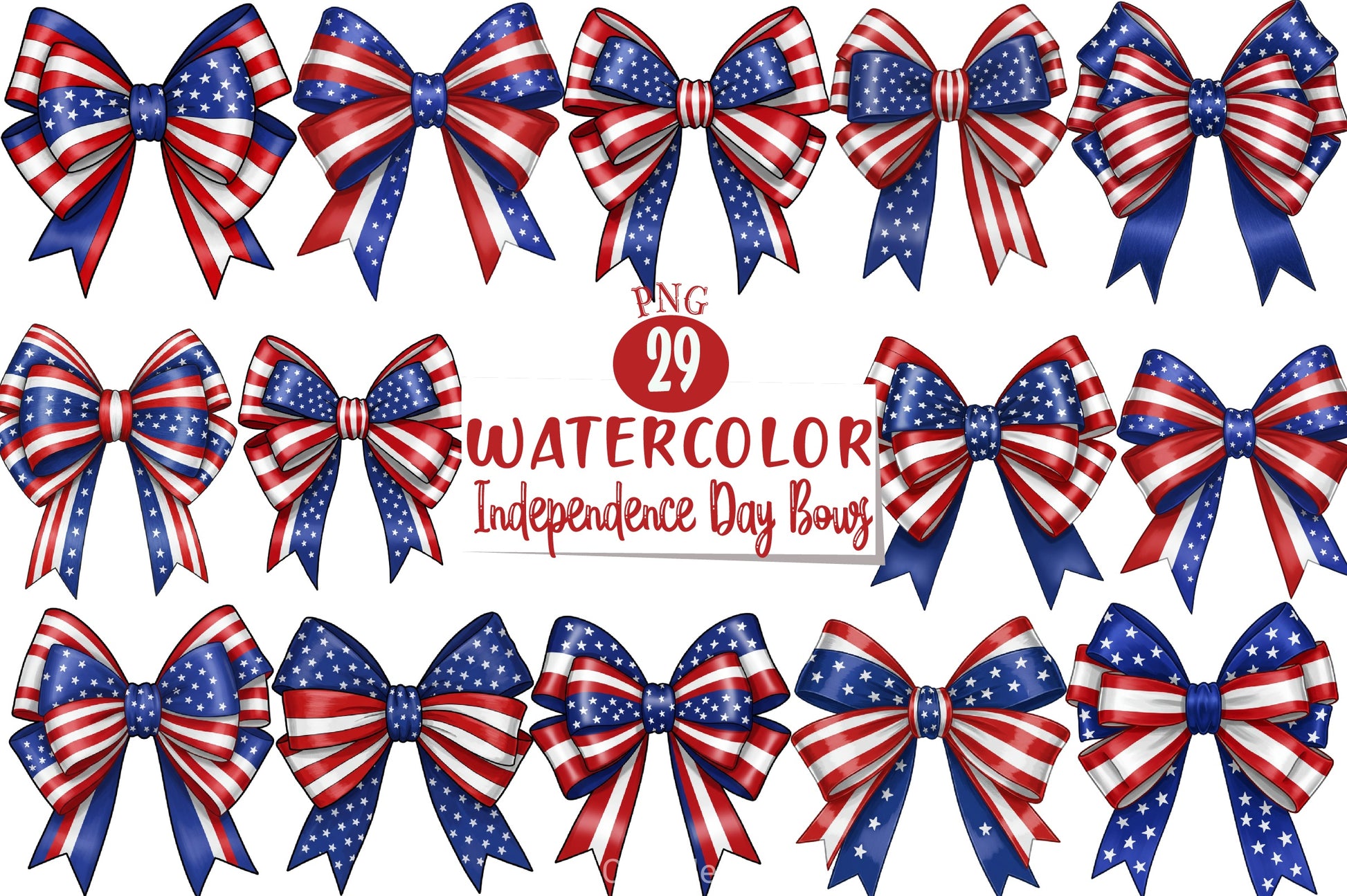 Independence Day Bows Clipart Bundle - CraftNest - Digital Crafting and Art