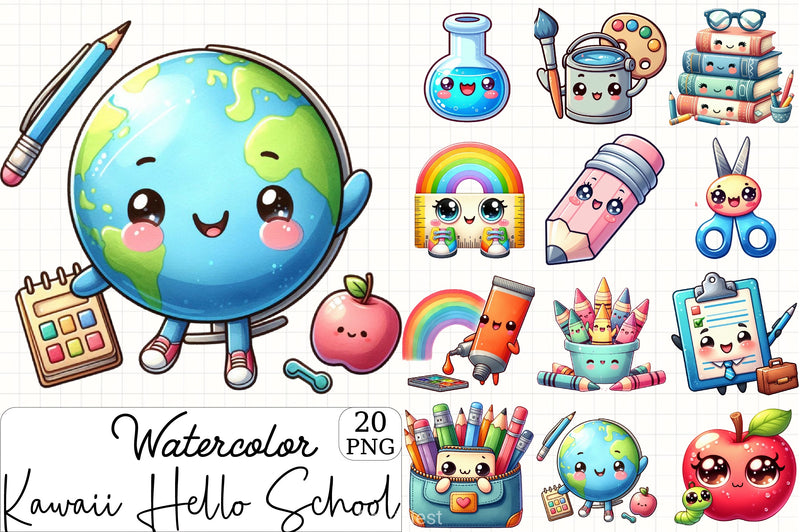 Kawaii School Clipart Bundle 3 - CraftNest - Digital Crafting and Art