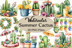 Summer Cactus Clipart Bundle 2 - CraftNest - Digital Crafting and Art