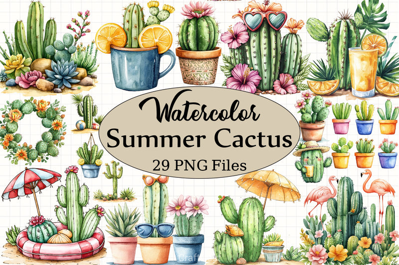 Summer Cactus Clipart Bundle 2 - CraftNest - Digital Crafting and Art