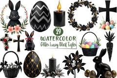 Glitter Black Easter Clipart Bundle - CraftNest - Digital Crafting and Art
