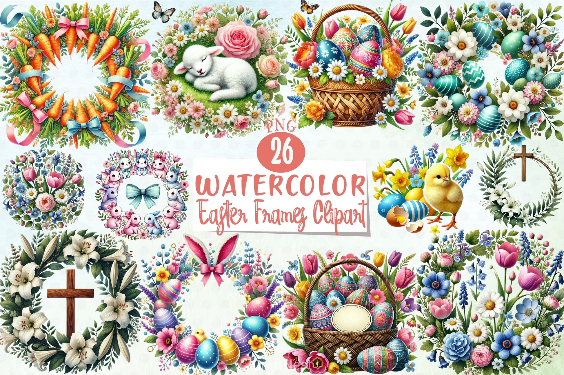 Easter Frames Clipart Bundle - CraftNest - Digital Crafting and Art