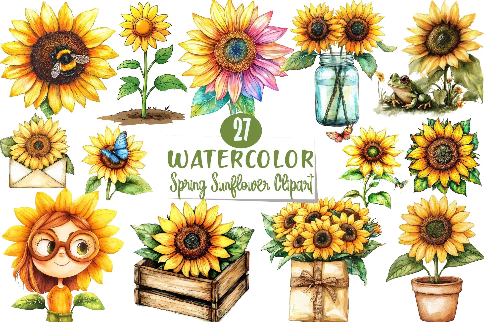Spring Sunflower Clipart Bundle - CraftNest - Digital Crafting and Art