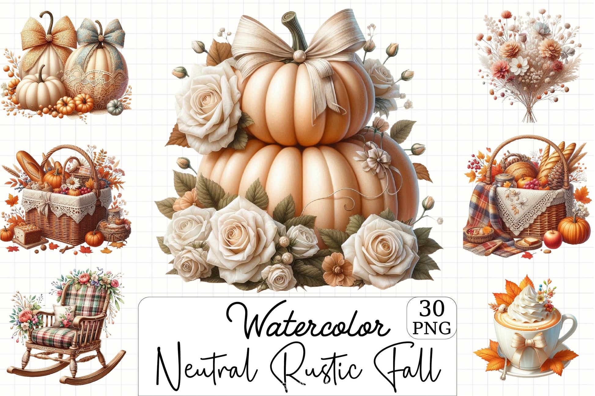 Neutral Rustic Fall Clipart Bundle - CraftNest - Digital Crafting and Art