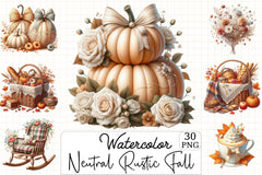 Neutral Rustic Fall Clipart Bundle - CraftNest - Digital Crafting and Art