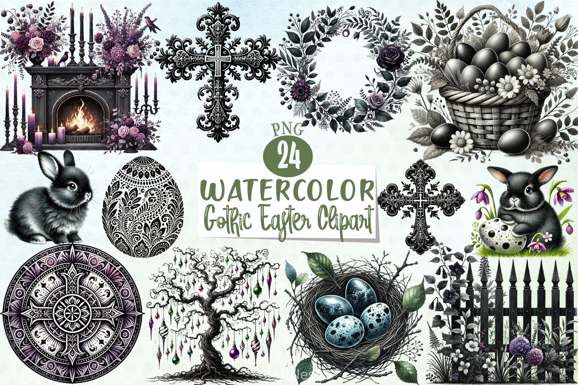 Gothic Easter Clipart Bundle 6 - CraftNest - Digital Crafting and Art