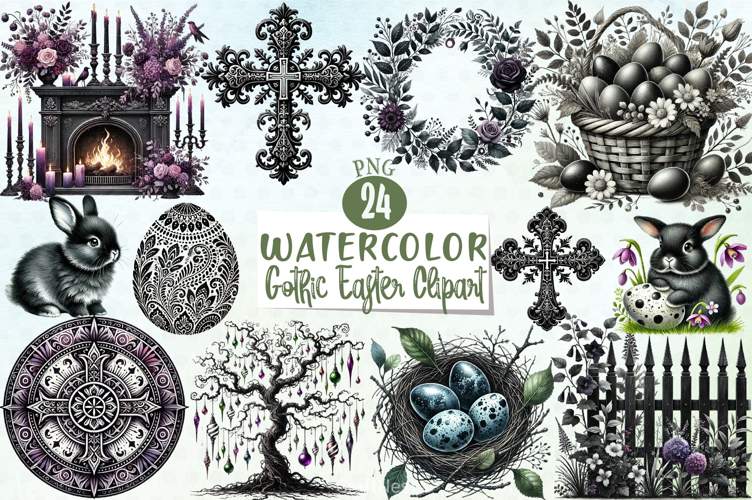 Gothic Easter Clipart Bundle 6 - CraftNest - Digital Crafting and Art
