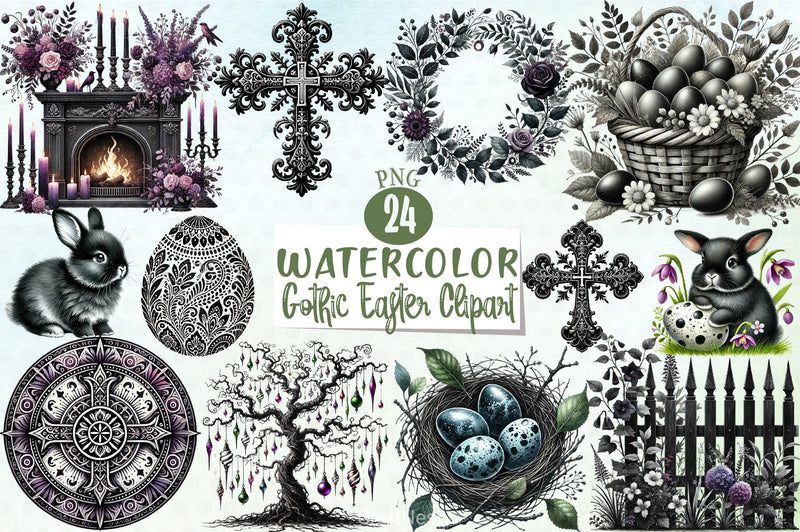 Gothic Easter Clipart Bundle 6 - CraftNest - Digital Crafting and Art