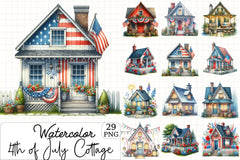 4th of July Cottage Clipart Bundle - CraftNest - Digital Crafting and Art