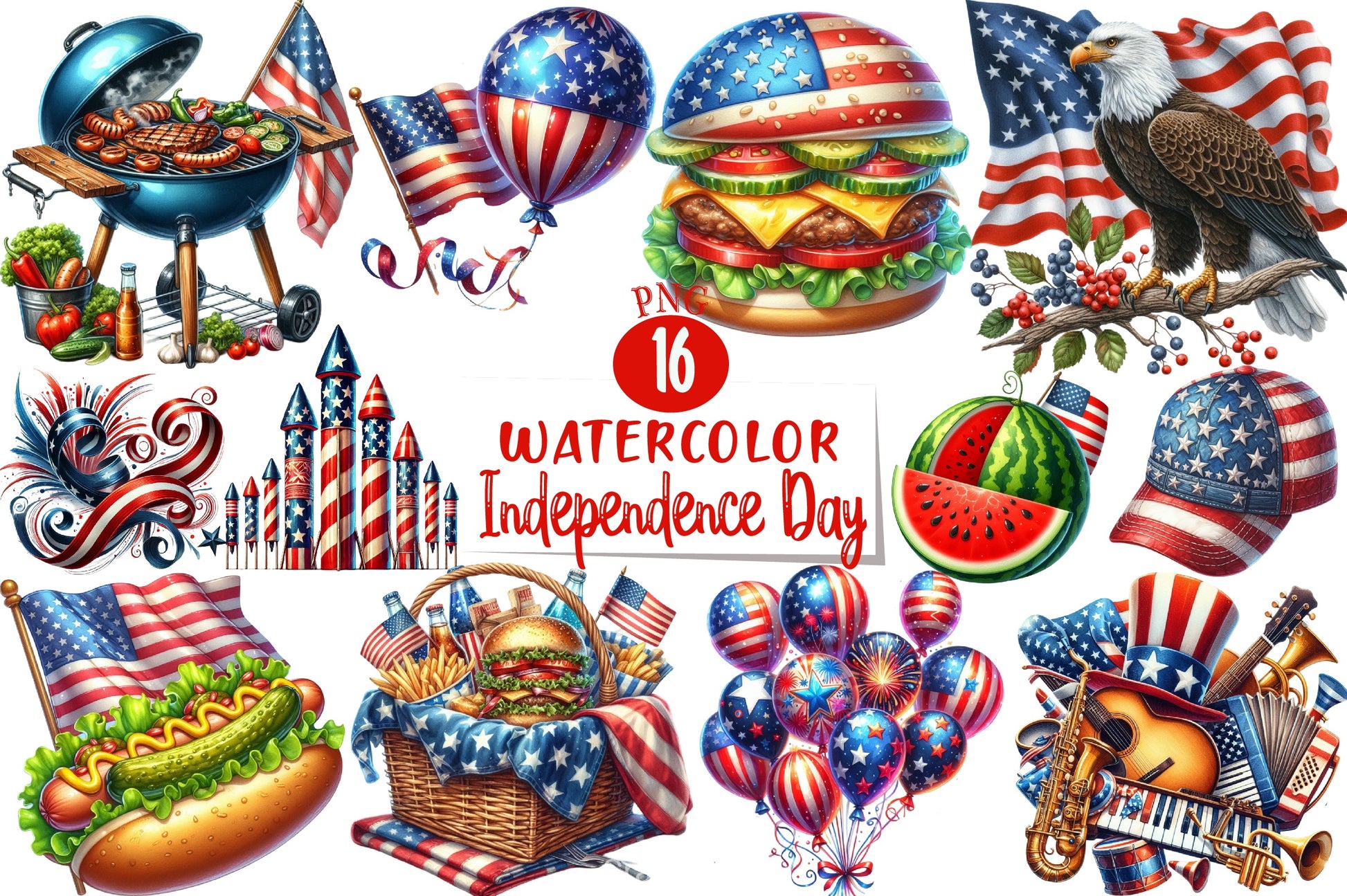 4th of July Independence Day Clipart Bundle - CraftNest - Digital Crafting and Art