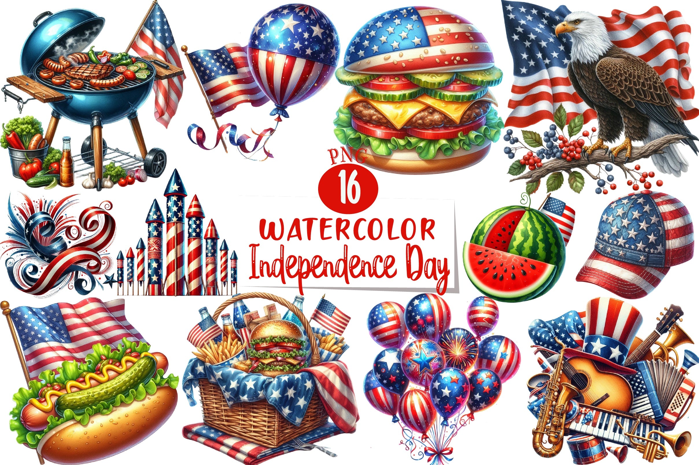 4th of July Independence Day Clipart Bundle - CraftNest - Digital Crafting and Art