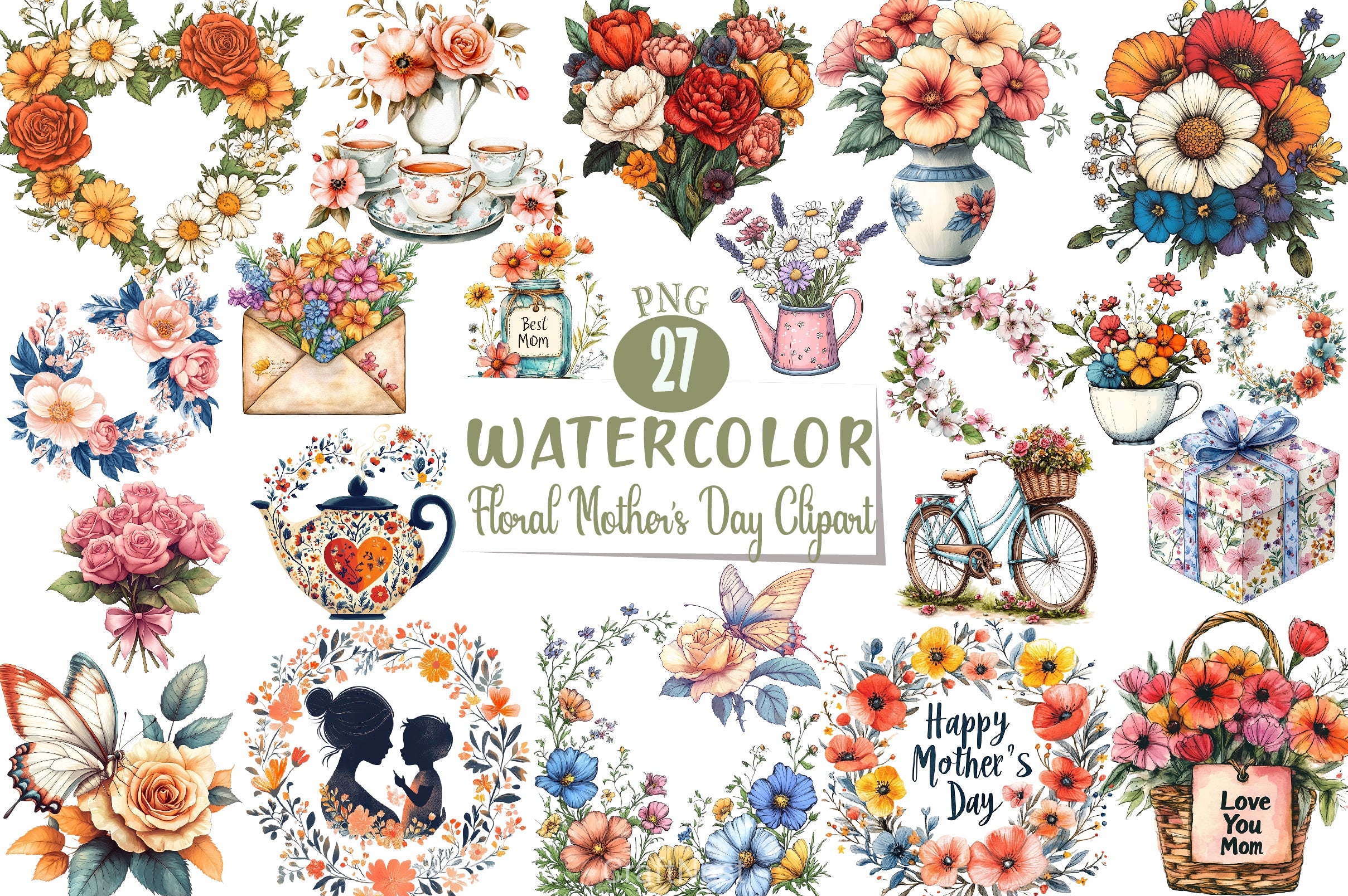 Floral Mother's Day Clipart Bundle 2 - CraftNest - Digital Crafting and Art