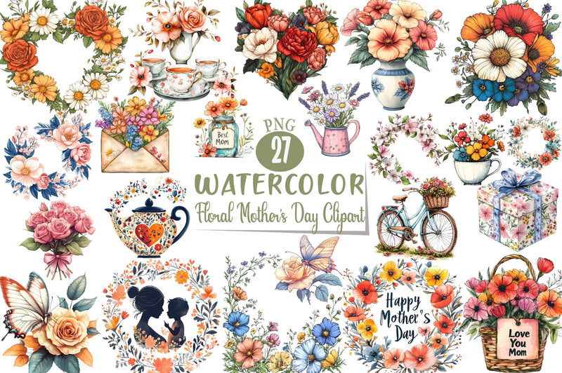 Floral Mother's Day Clipart Bundle 2 - CraftNest - Digital Crafting and Art