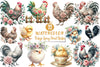 Vintage Spring Floral Chicken Clipart Bundle 3