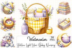 Yellow Lilac Baby Nursery Clipart Bundle - CraftNest - Digital Crafting and Art