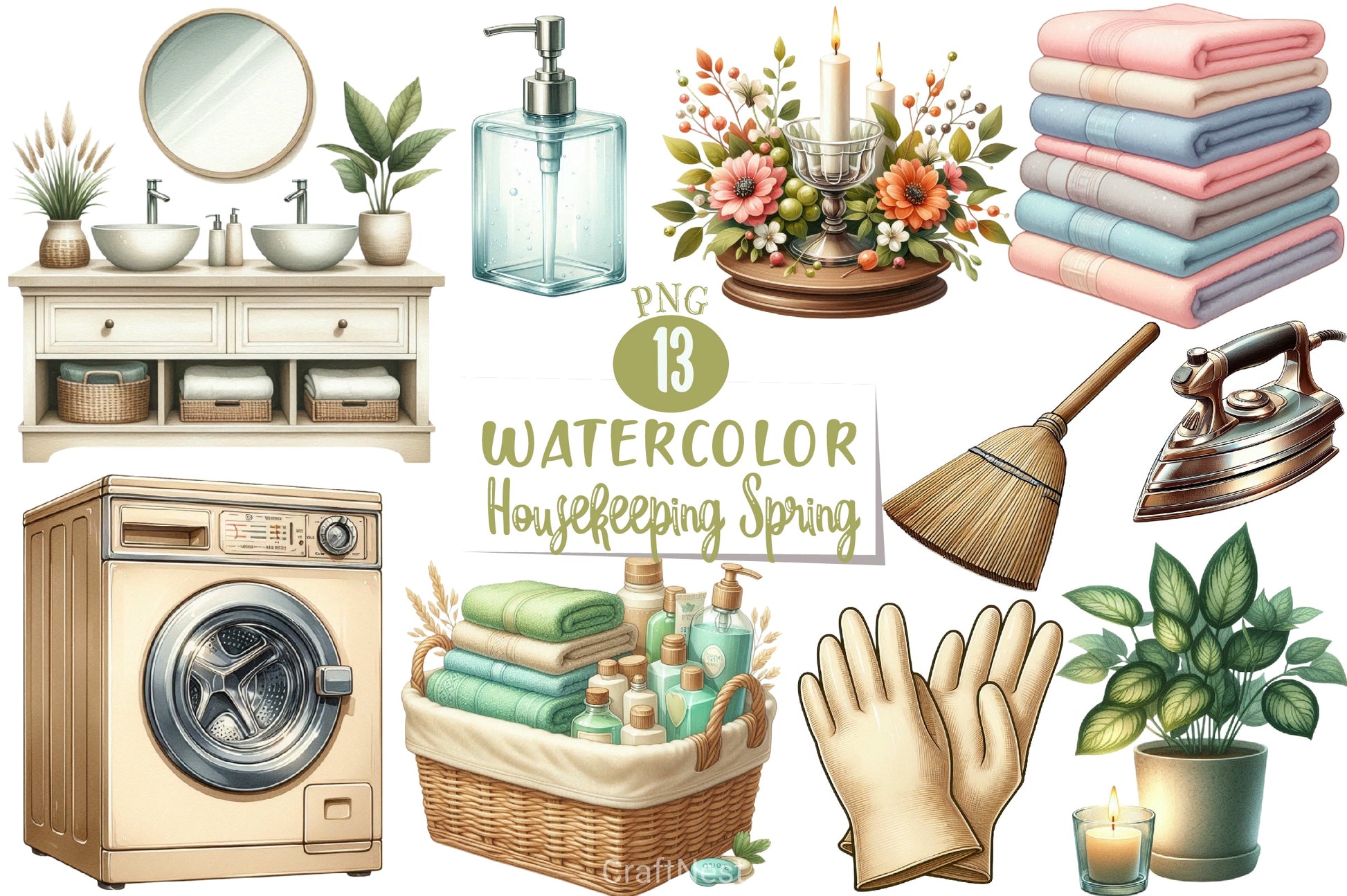 Housekeeping Spring Clipart Bundle 1 - CraftNest - Digital Crafting and Art