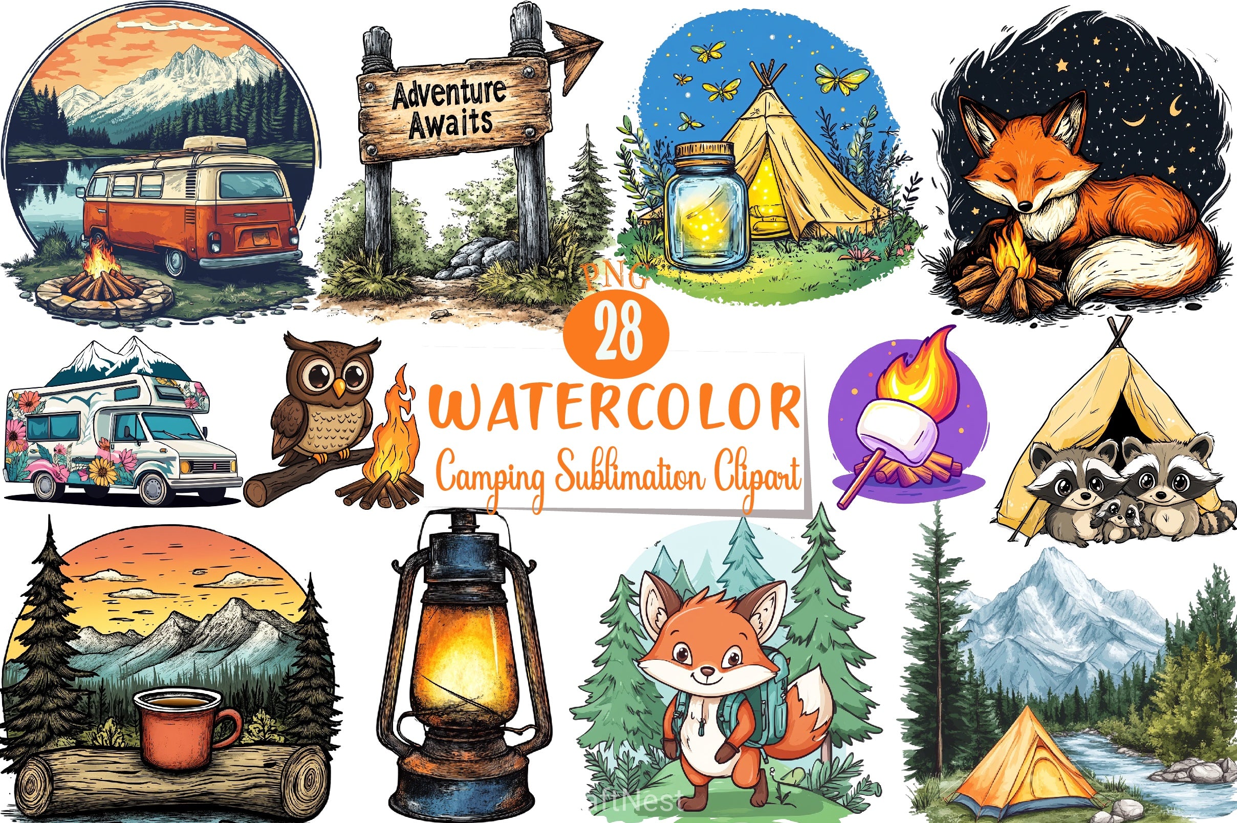 Camping Clipart Bundle 4 - CraftNest - Digital Crafting and Art