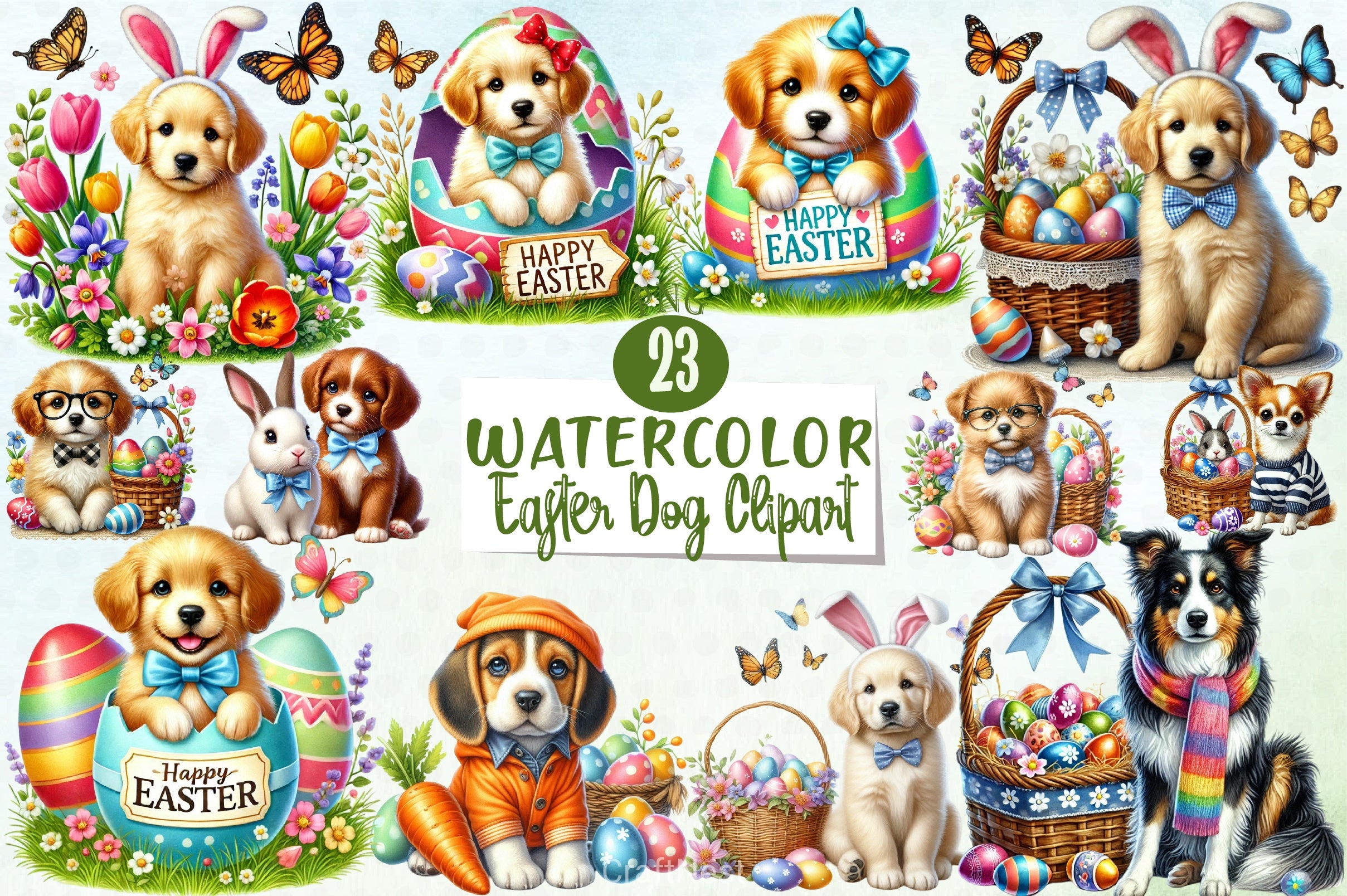 Easter Dog Clipart Bundle 7 - CraftNest - Digital Crafting and Art