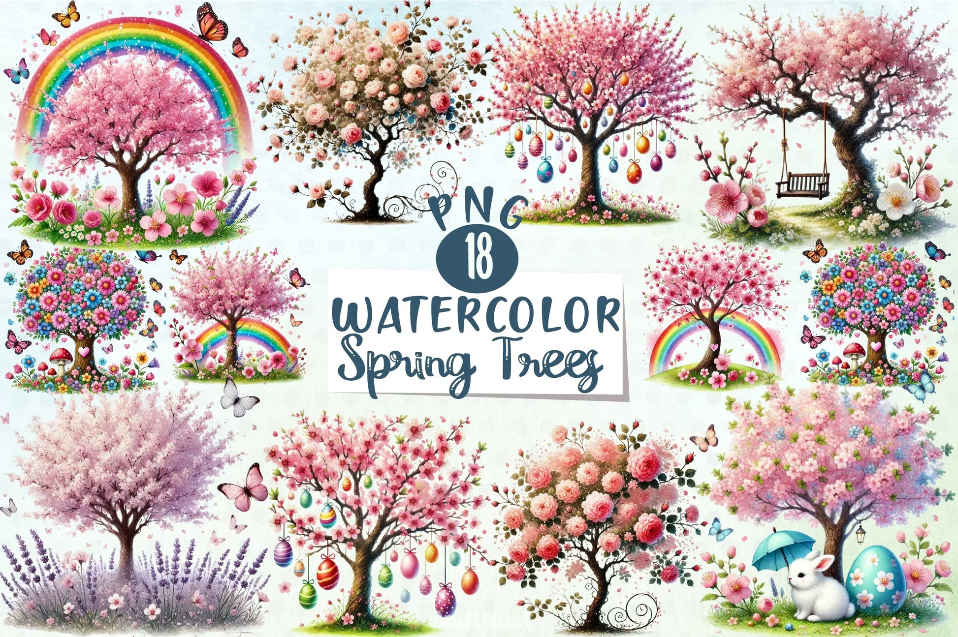 Spring Trees Clipart Bundle - CraftNest - Digital Crafting and Art