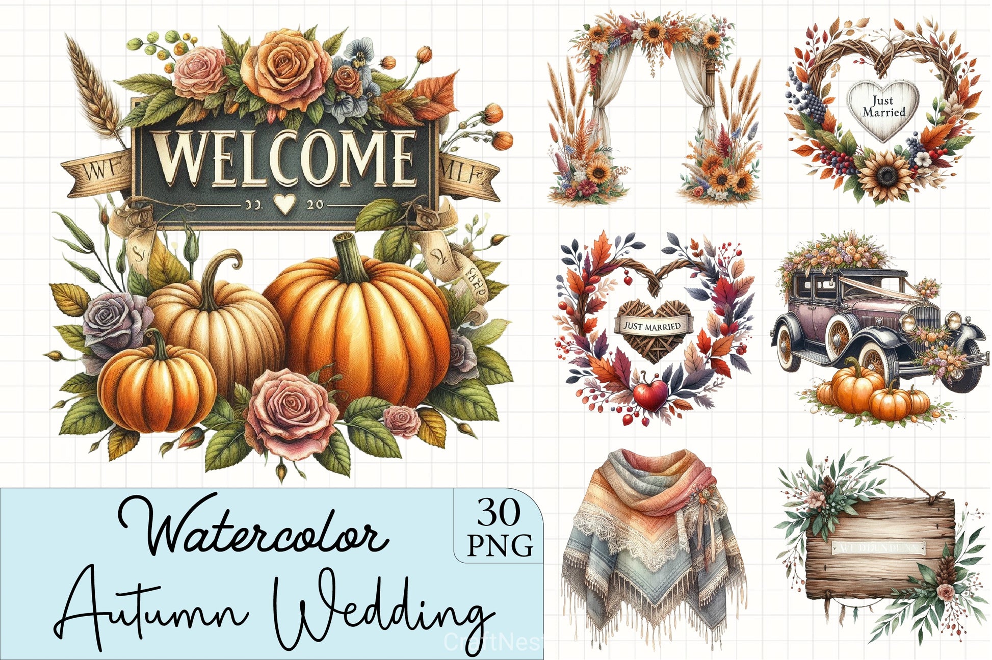 Autumn Wedding Clipart Bundle - CraftNest - Digital Crafting and Art
