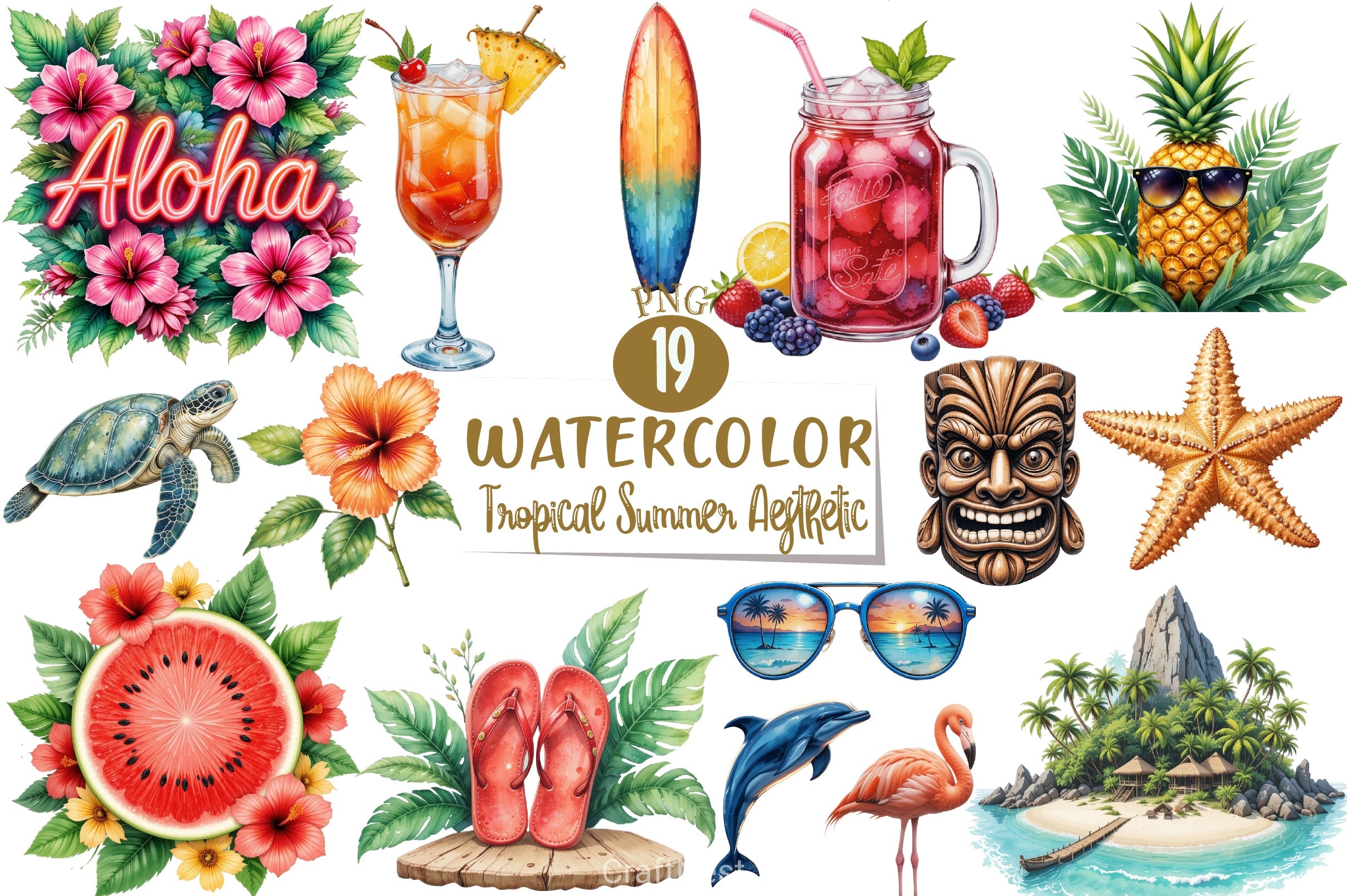Tropical Summer Clipart Bundle 6 - CraftNest - Digital Crafting and Art