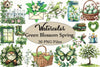 Green Blossom Spring Clipart Bundle