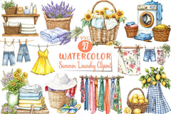Summer Laundry Clipart Bundle - CraftNest - Digital Crafting and Art