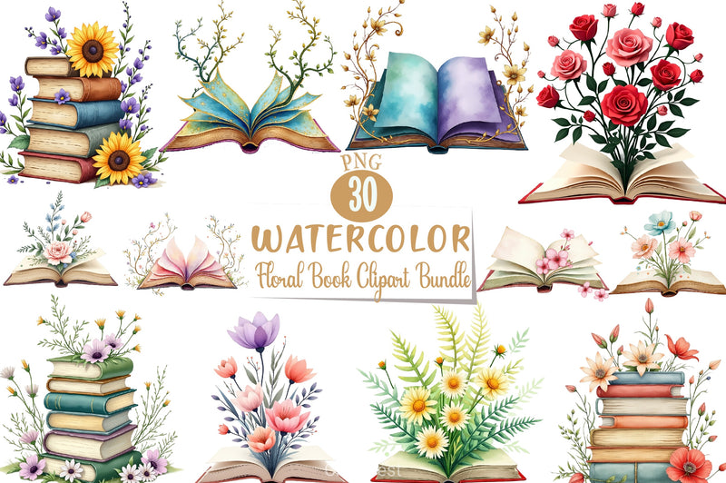 Floral Book Clipart Bundle 3 - CraftNest - Digital Crafting and Art