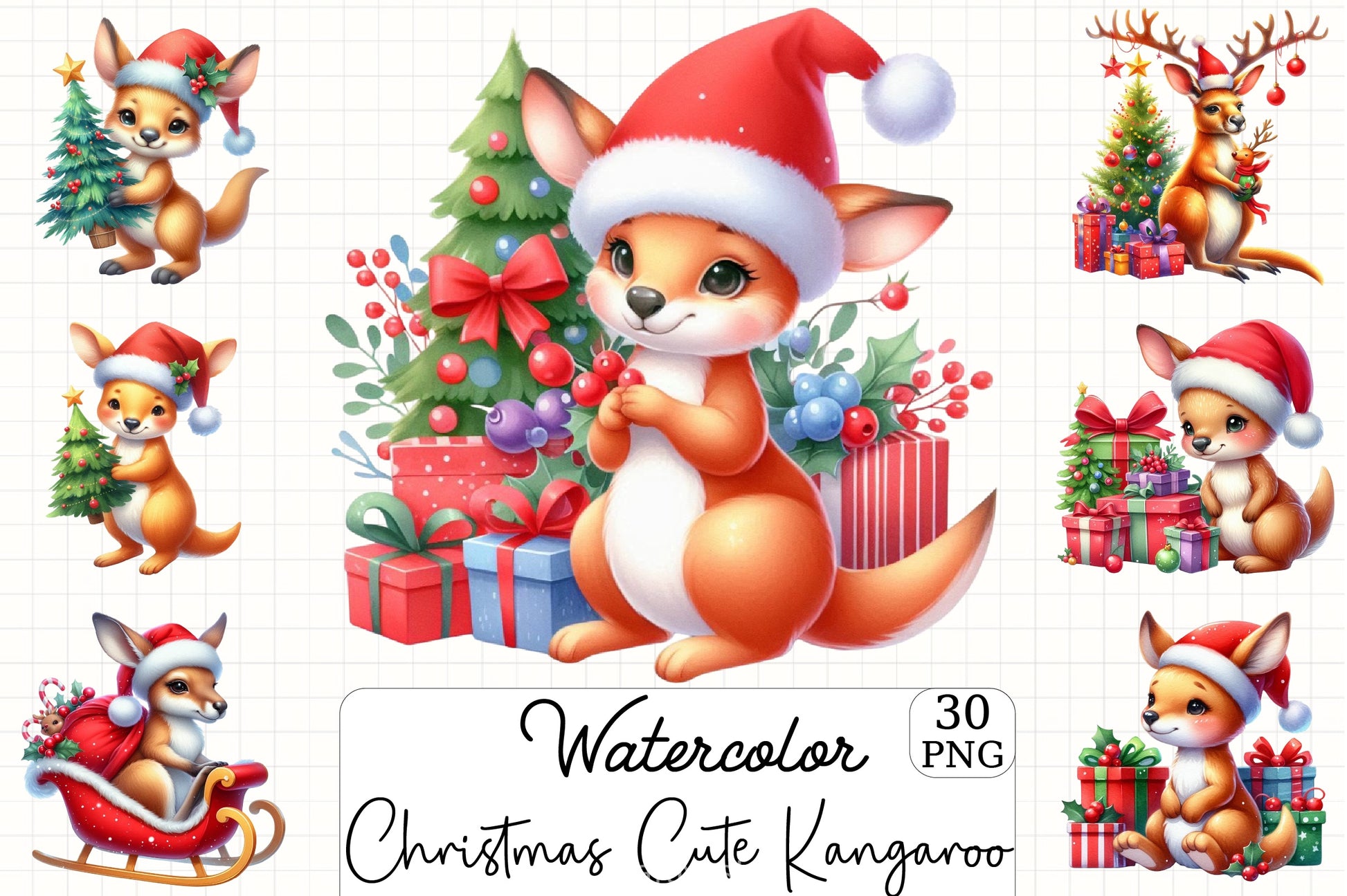 Christmas Kangaroo Clipart Bundle - CraftNest - Digital Crafting and Art