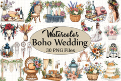Boho Wedding Clipart Bundle - CraftNest - Digital Crafting and Art